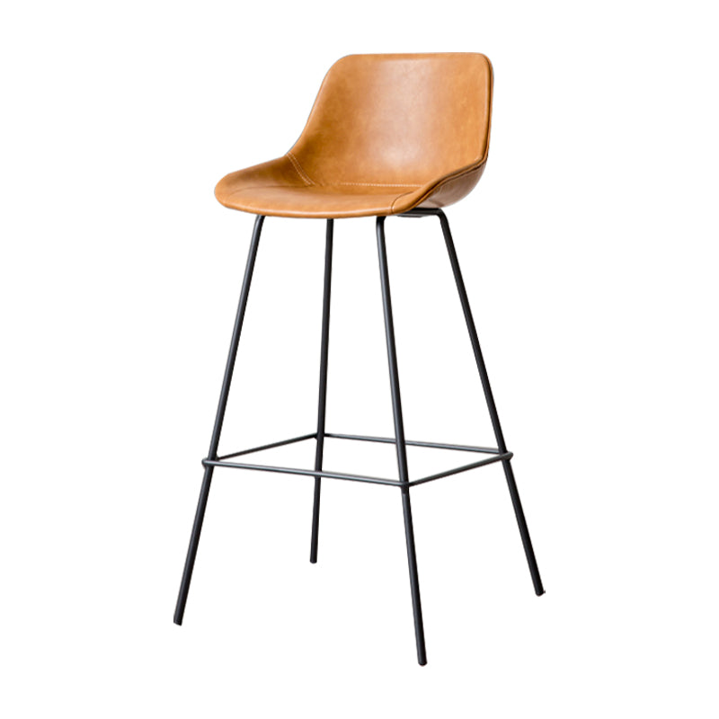 Barhocker aus schwarzem Metall und Leder, skandinavischer Bristol-Thekenhocker mit niedriger Rückenlehne und Schalensitz