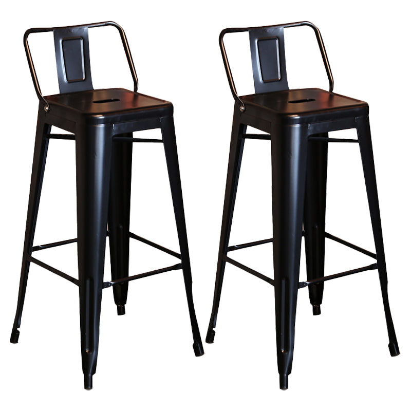 Industrial Black Metal Counter Stools Low Back Bristol Bar Stools with Square Seat