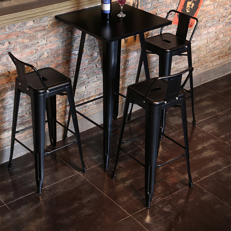 Industrial Black Metal Counter Stools Low Back Bristol Bar Stools with Square Seat