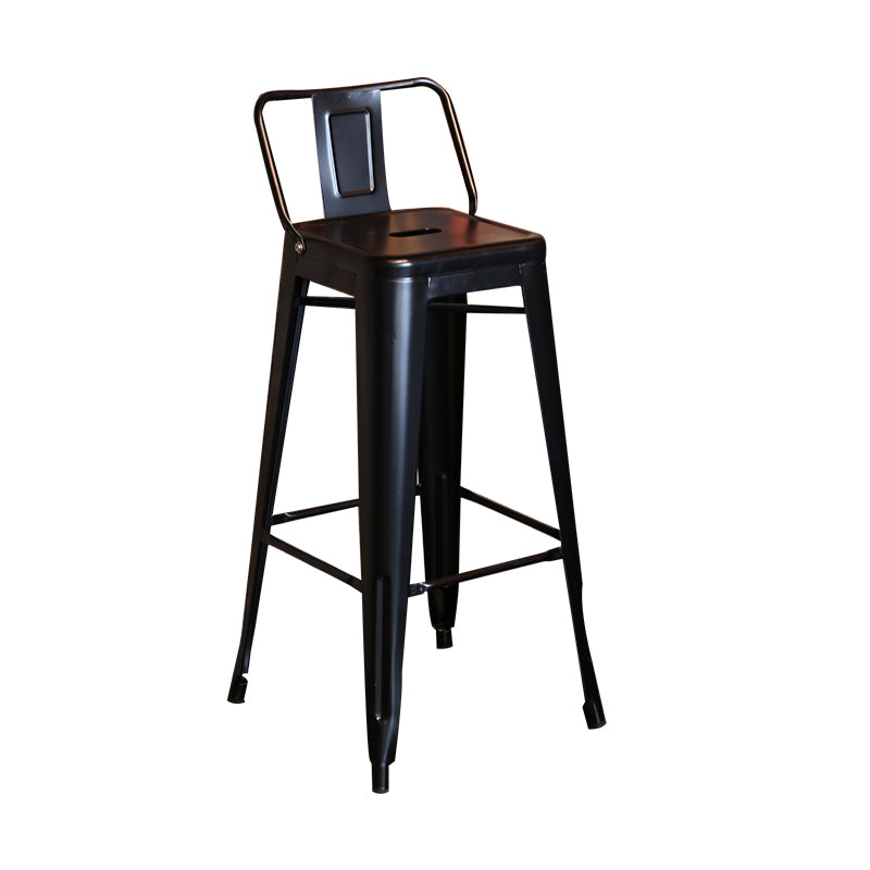 Industrial Black Metal Counter Stools Low Back Bristol Bar Stools with Square Seat