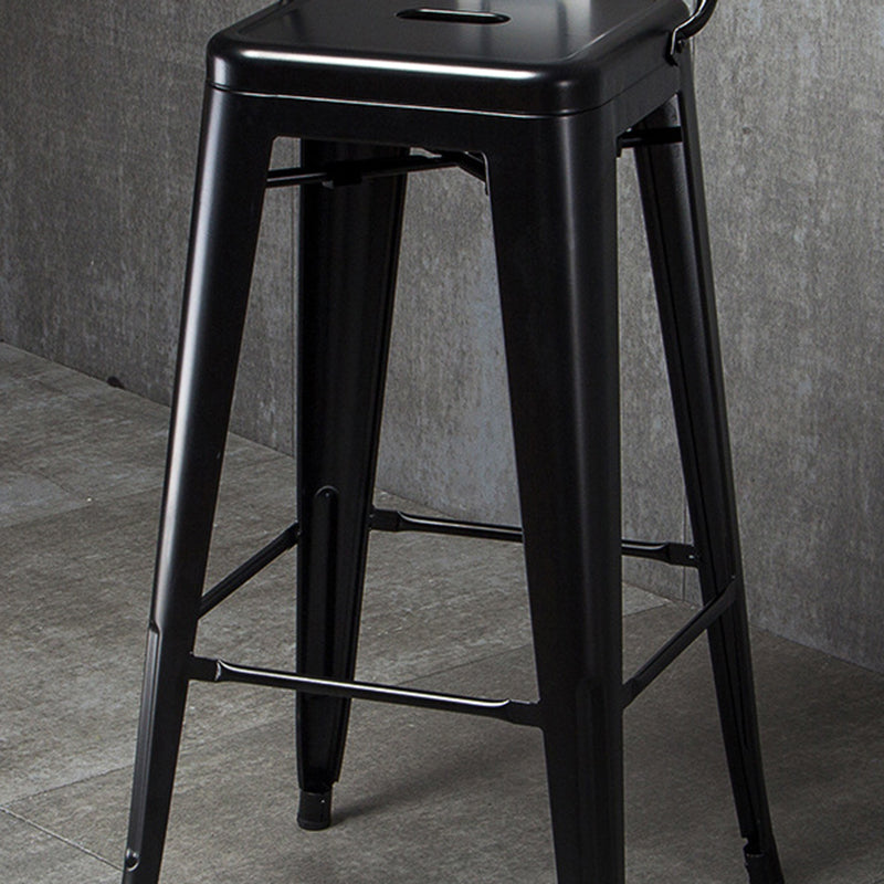 Industrial Black Metal Counter Stools Low Back Bristol Bar Stools with Square Seat