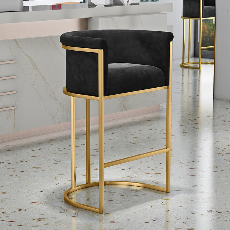 Glam Counter & Bar Stool Armed Upholstered Indoor Bar Stool with Footrest