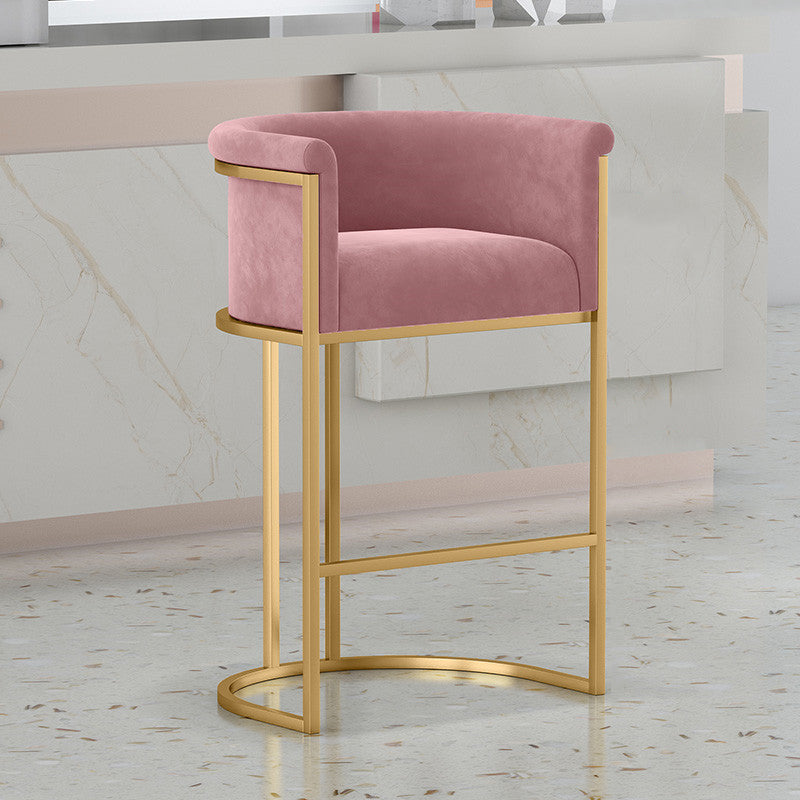 Glam Counter & Bar Stool Armed Upholstered Indoor Bar Stool with Footrest