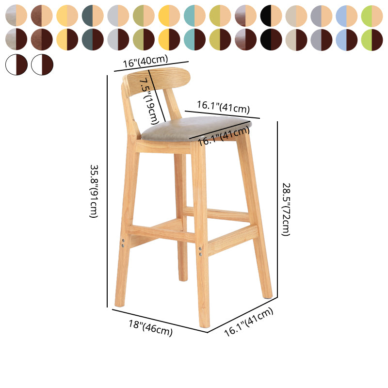 Taburete moderno de encimera sin brazo taburete de bar de madera con pedal y cojín