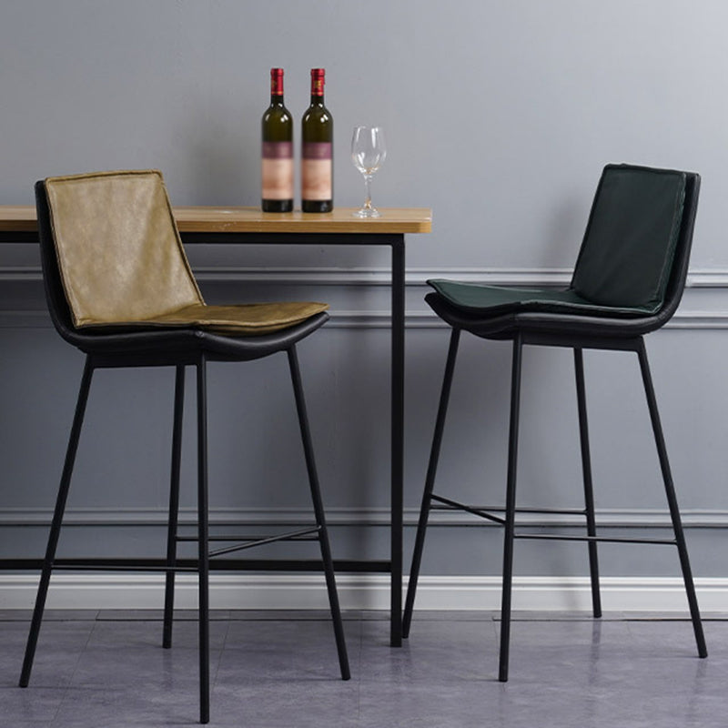 Taburetes de bar de cuero escandinavos con respaldo bajo y asiento cuadrado (juego de 2)