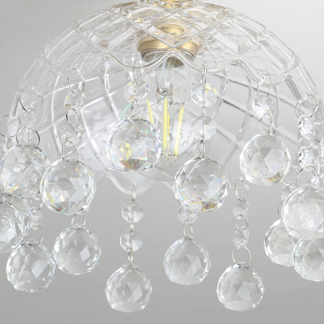 Crystal Crown Semi Flush Mount in Colonial Style Copper Indoor Ceiling Light