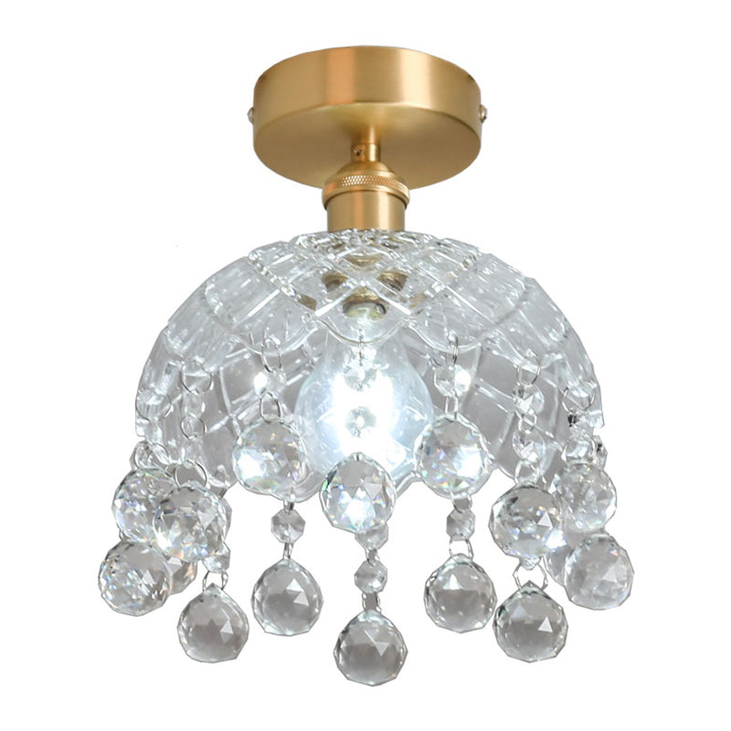 Crystal Crown Semi Flush Mount in Colonial Style Copper Indoor Ceiling Light