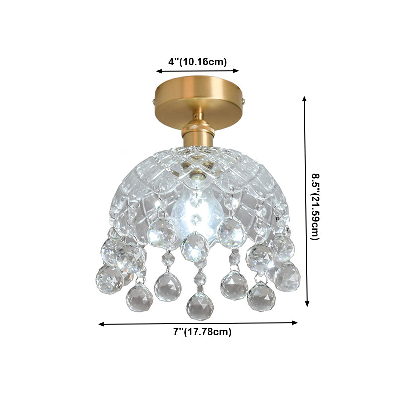 Crystal Crown Semi Flush Mount in Colonial Style Copper Indoor Ceiling Light