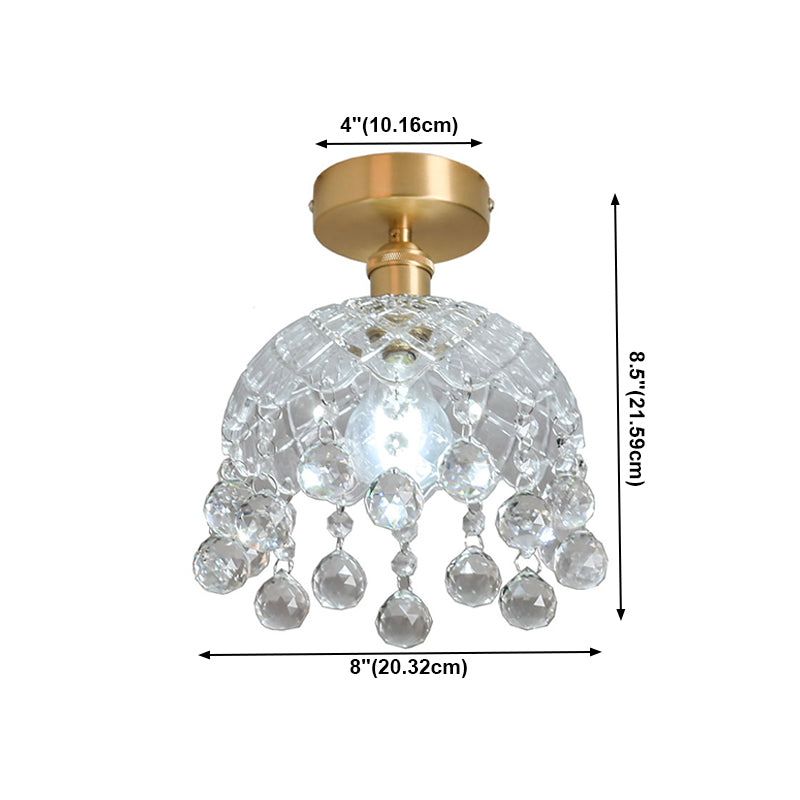 Crystal Crown Semi Flush Mount in Colonial Style Copper Indoor Ceiling Light