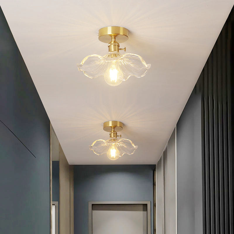 Plafonnier en forme de lotus, plafonnier en cuivre de style colonial pour couloir