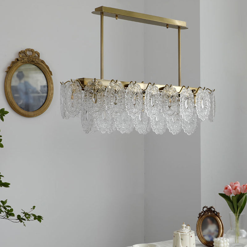 Metal Linear Island Pendant Lights Modern Style Glass Pendant Lighting for Kitchen Island