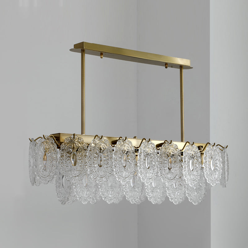 Metal Linear Island Pendant Lights Modern Style Glass Pendant Lighting for Kitchen Island