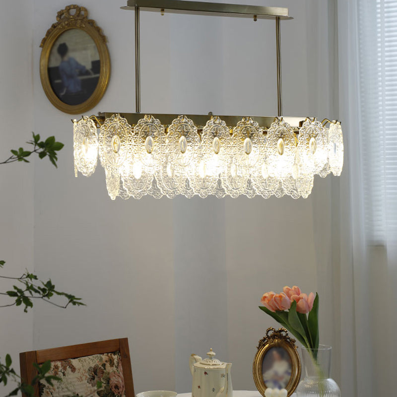 Metal Linear Island Pendant Lights Modern Style Glass Pendant Lighting for Kitchen Island