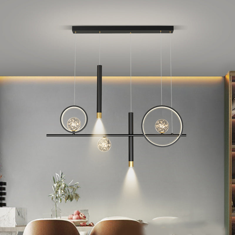 Iluminación colgante lineal luces colgantes contemporáneas para isla de cocina con sombra de metal