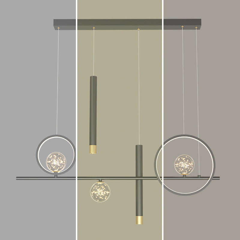 Iluminación colgante lineal luces colgantes contemporáneas para isla de cocina con sombra de metal