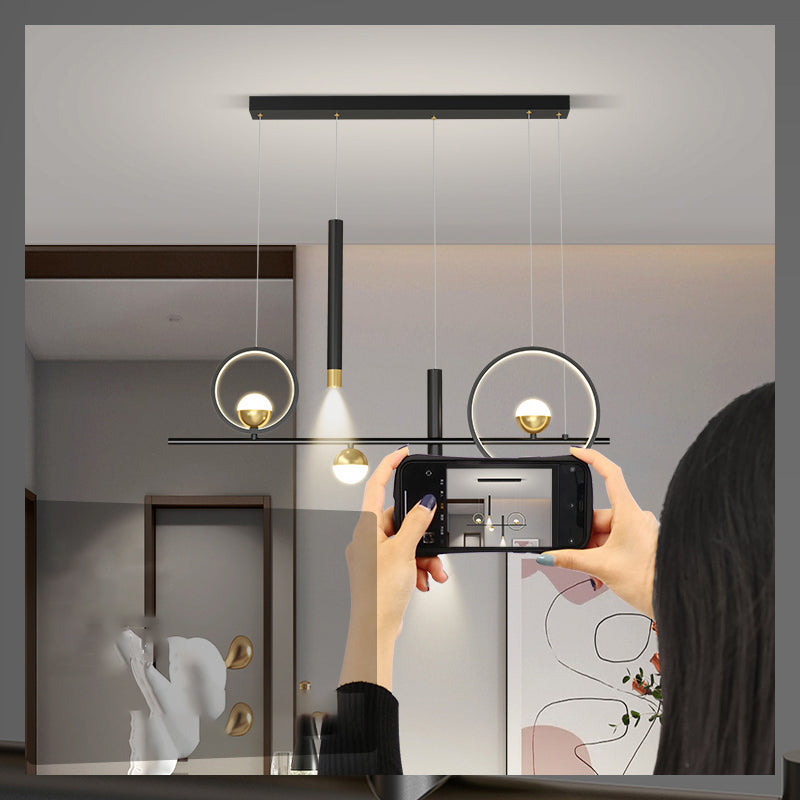 Iluminación colgante lineal luces colgantes contemporáneas para isla de cocina con sombra de metal