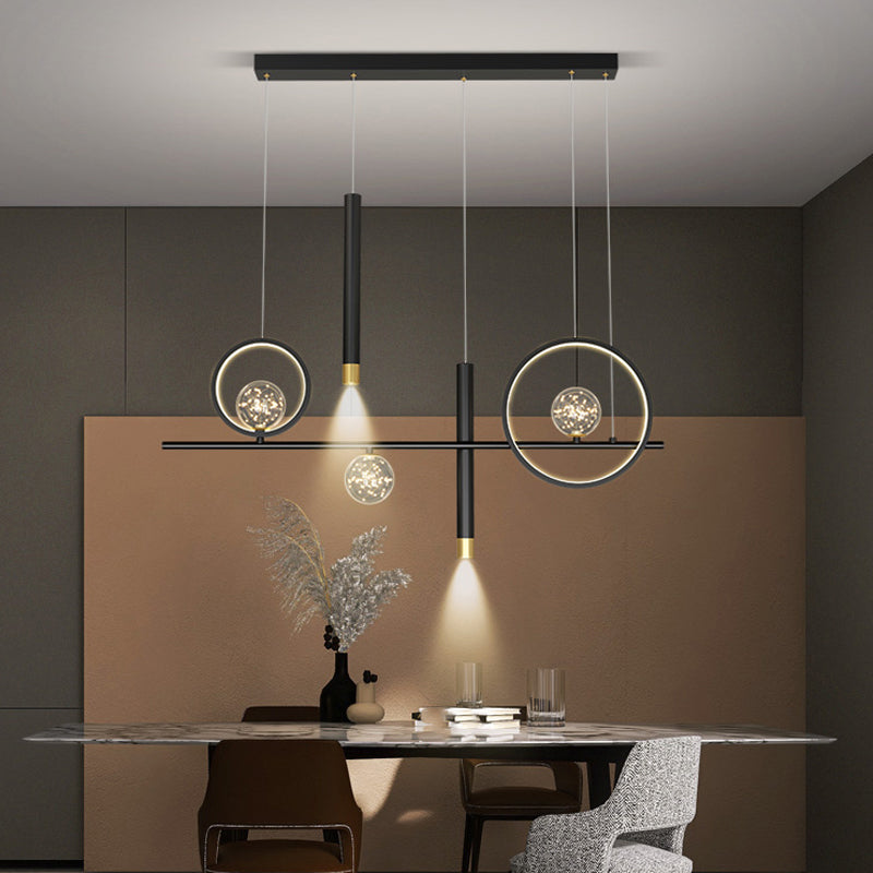 Iluminación colgante lineal luces colgantes contemporáneas para isla de cocina con sombra de metal