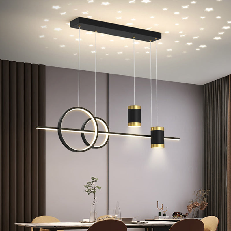 5 Light Cylinder Island Lighting Fixtures Contemporary Metal Chandelier Light