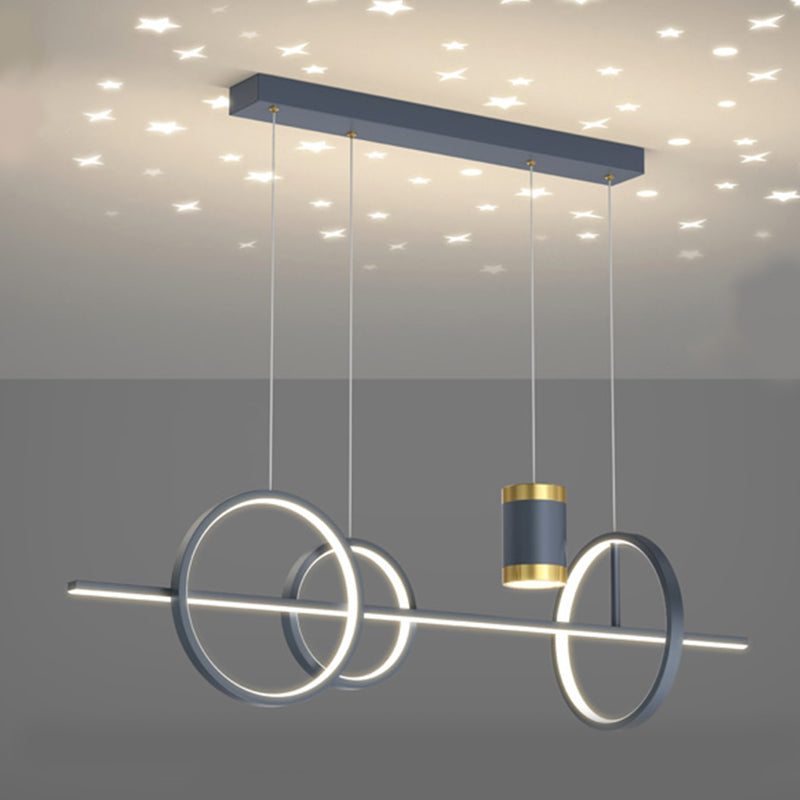 5 Light Cylinder Island Lighting Fixtures Contemporary Metal Chandelier Light