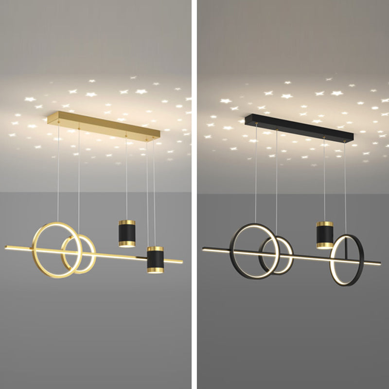 5 Light Cylinder Island Lighting Fixtures Contemporary Metal Chandelier Light