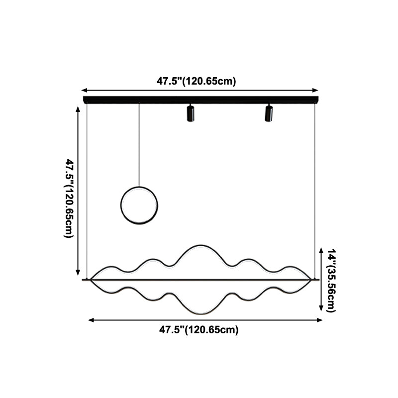 4 Light Linear Island Lighting Fixtures Contemporary Metal Island Light Fixtures in Black