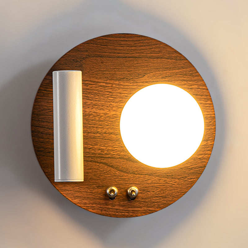 2 Lights Geometric Wall Light Modern Style Wood Wall Mount Light Fixture