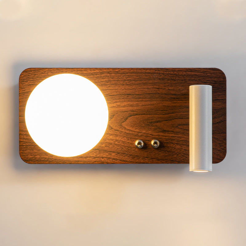 2 Lights Geometric Wall Light Modern Style Wood Wall Mount Light Fixture