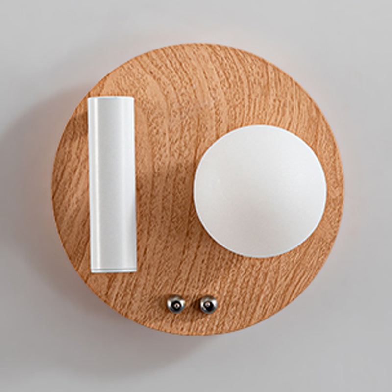 2 Lights Geometric Wall Light Modern Style Wood Wall Mount Light Fixture