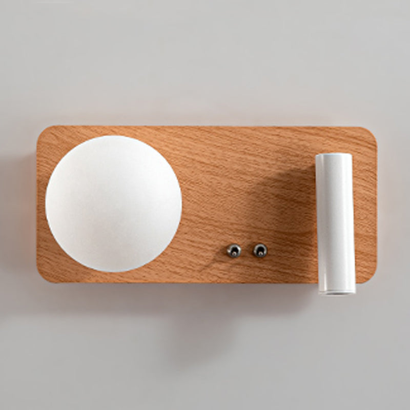 2 Lights Geometric Wall Light Modern Style Wood Wall Mount Light Fixture