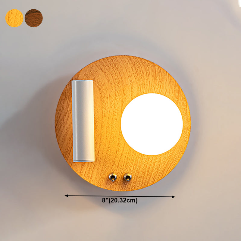 2 Lights Geometric Wall Light Modern Style Wood Wall Mount Light Fixture