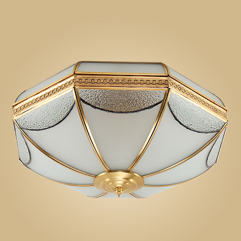 Luminaires encastrés à tambour, plafonniers en cuivre de style colonial avec abat-jour en verre