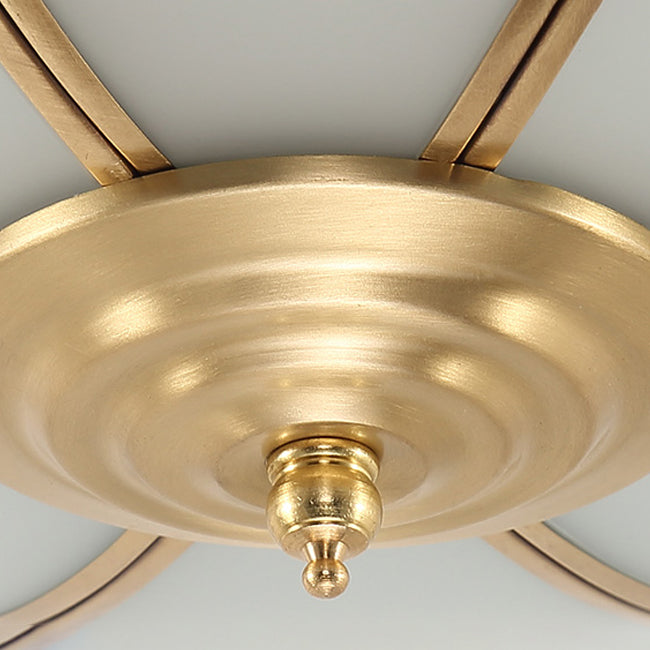 Luminaires encastrés à tambour, plafonniers en cuivre de style colonial avec abat-jour en verre