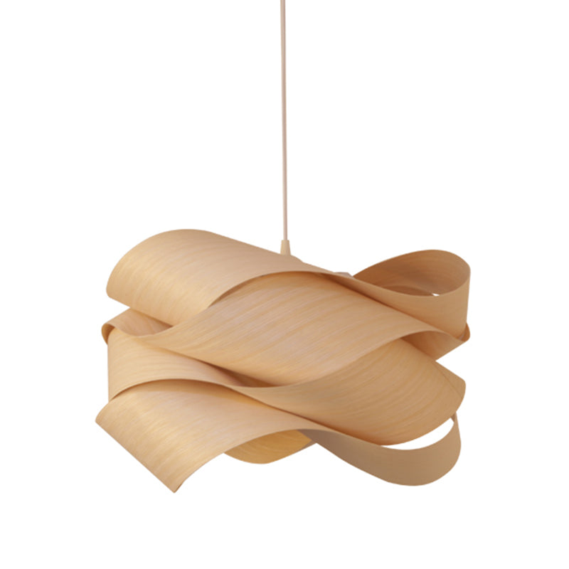 Wood Unique Shape Hanging Lights Modern Style 1 Head Hanging Mount Fixture for Restaurant