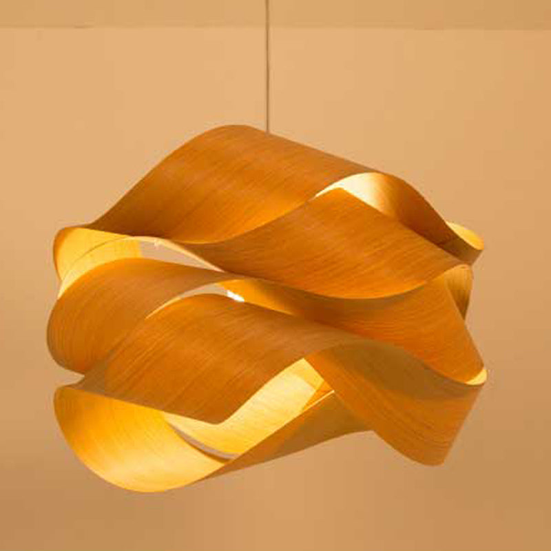 Wood Unique Shape Hanging Lights Modern Style 1 Head Hanging Mount Fixture for Restaurant
