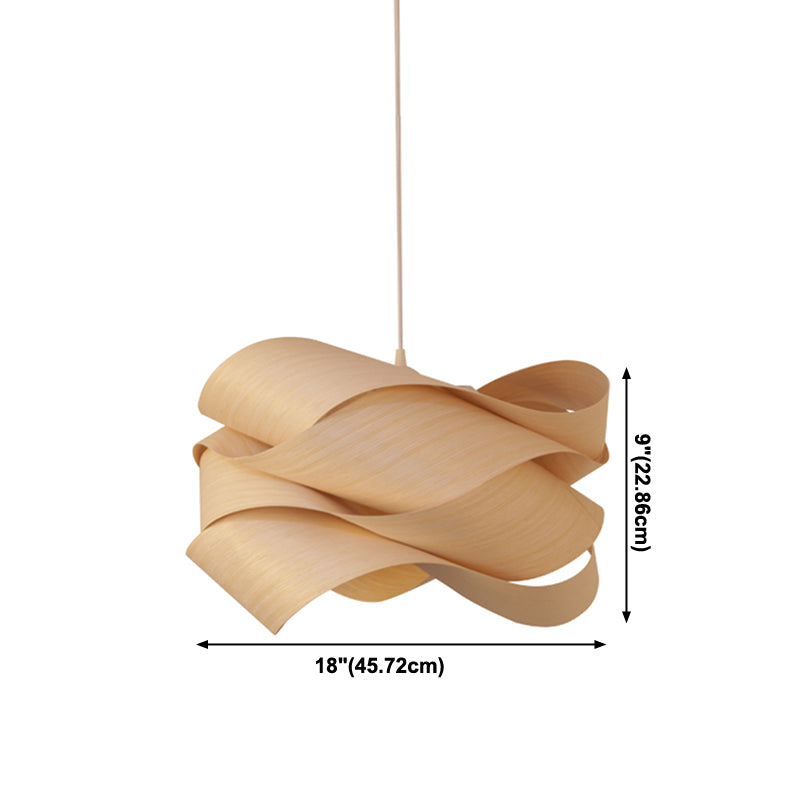 Wood Unique Shape Hanging Lights Modern Style 1 Head Hanging Mount Fixture for Restaurant