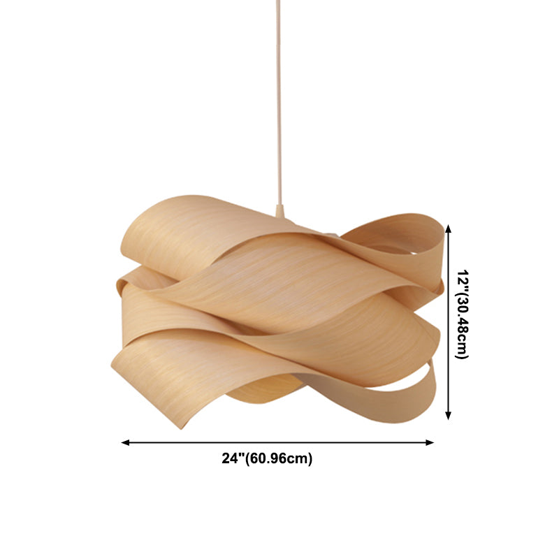 Wood Unique Shape Hanging Lights Modern Style 1 Head Hanging Mount Fixture for Restaurant