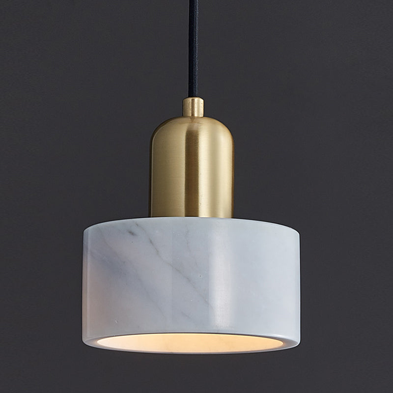 Marble Cylindrical Shape Hanging Lights Modern Style 1-Light Hanging Mount for Restaurant