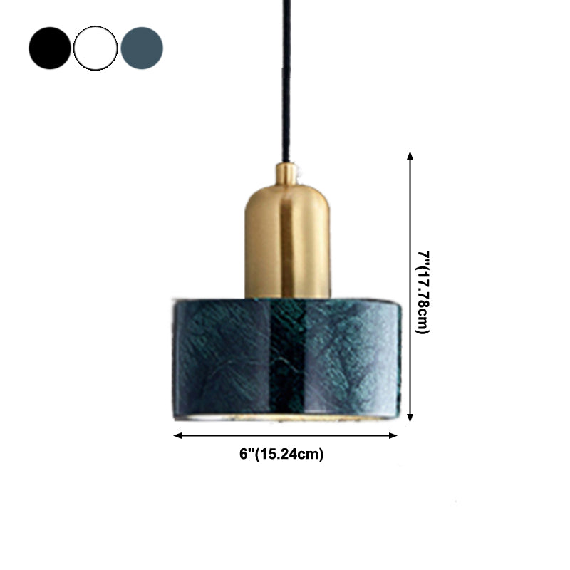 Marble Cylindrical Shape Hanging Lights Modern Style 1-Light Hanging Mount for Restaurant