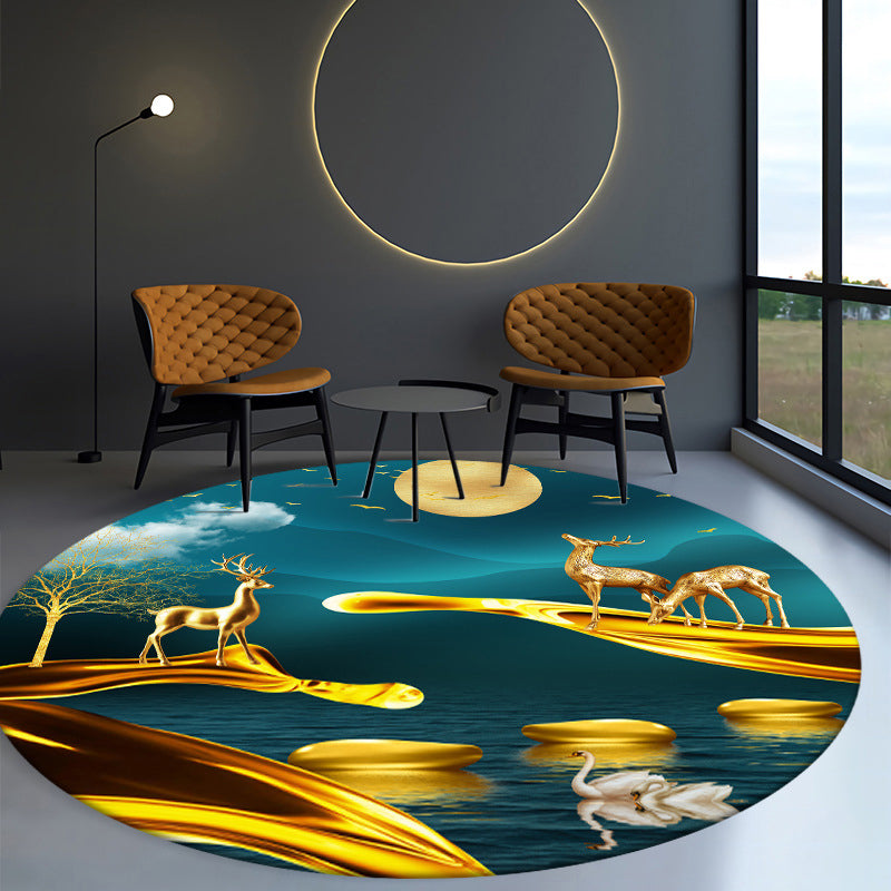 Orange Butterfly Rug Polyester Modern Rug Non-Slip Backing Rug for Drawing Room