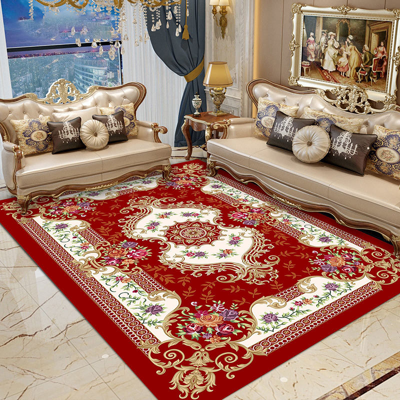 Navy Modern Rug Polyester Graphic Rug Non-Slip Backing Rug for Home Decoraion