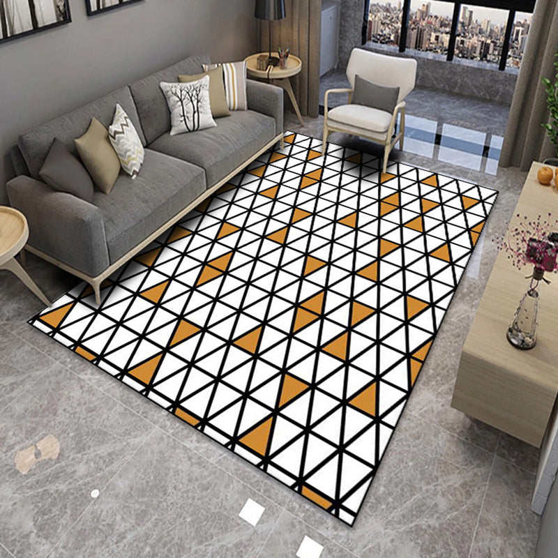 Black Modern Rug Polyester Geometric Print Rug Non-Slip Backing Rug for Drawing Room