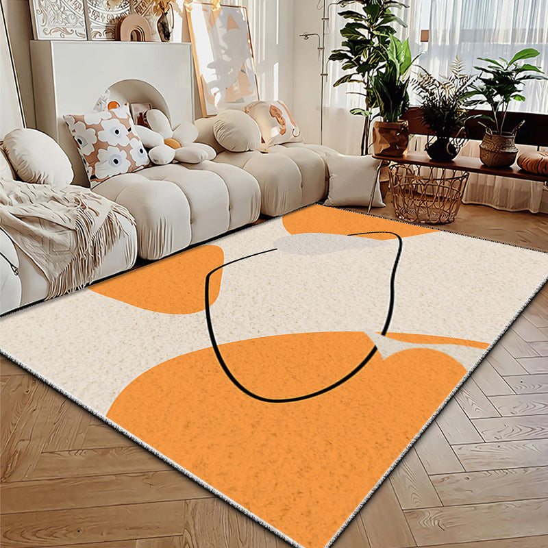 Nordic Area Carpet Polyester Contrast Panel Rug Sitting Room Non-Slip Backing Carpet
