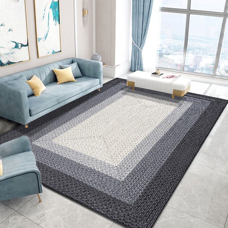 Black Modern Rug Polyester Graphic Rug Stain Resistant Rug for Home Decoration