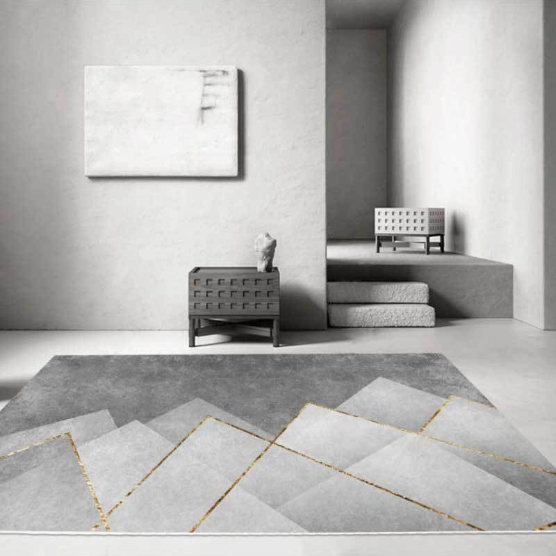 Gray Modern Carpet Polyester Constrast Color Carpet Washable Carpet for Living Room