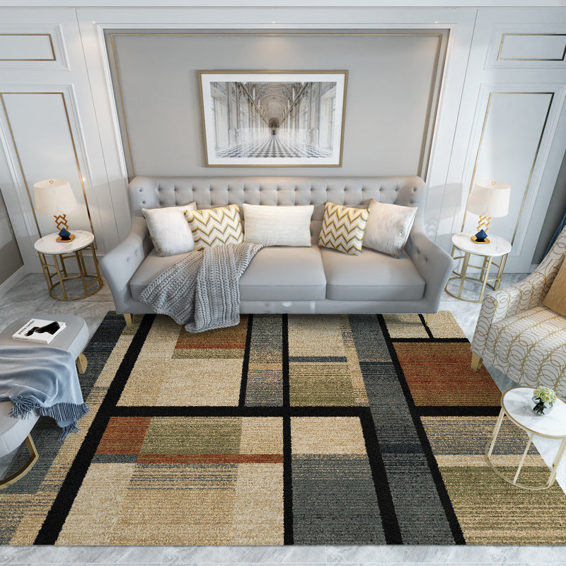 Dark Gray Modern Rug Polyester Graphic Rug Non-Slip Backing Rug for Home Decor