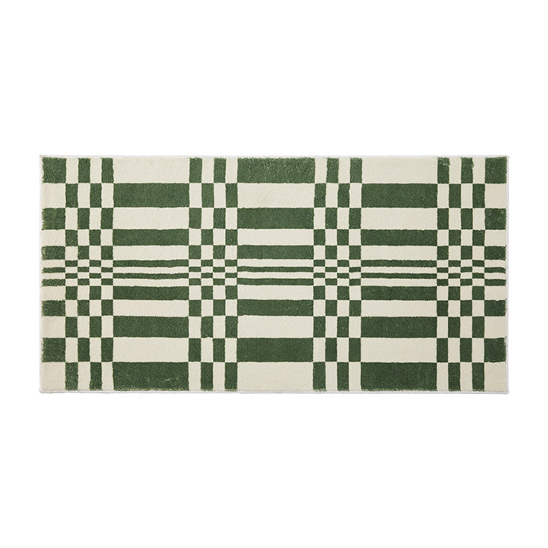 Dark Purple Grid Rug Polyester Nordic Rug Non-Slip Backing Rug for Home Decor