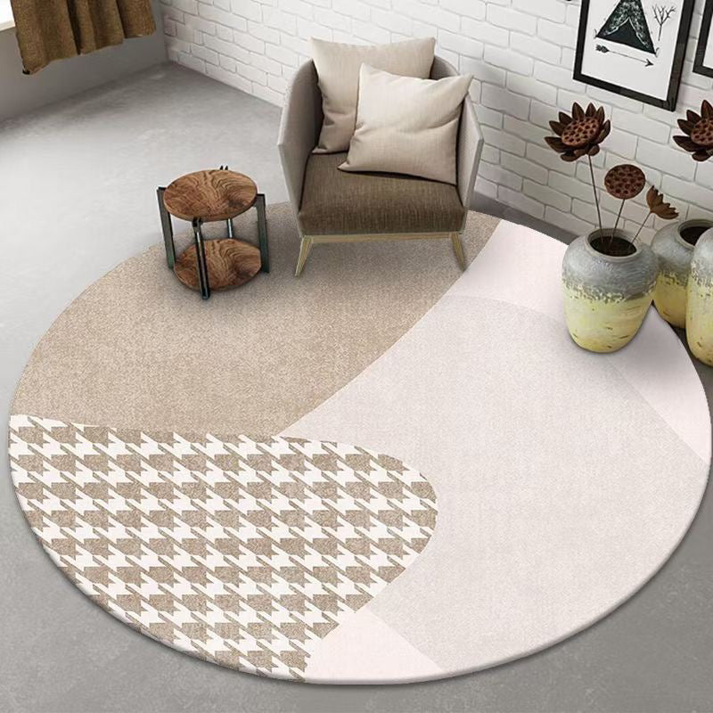 Light Brown Color Piece Rug Polyester Nordic Rug Stain Resistant Rug for Home Decor