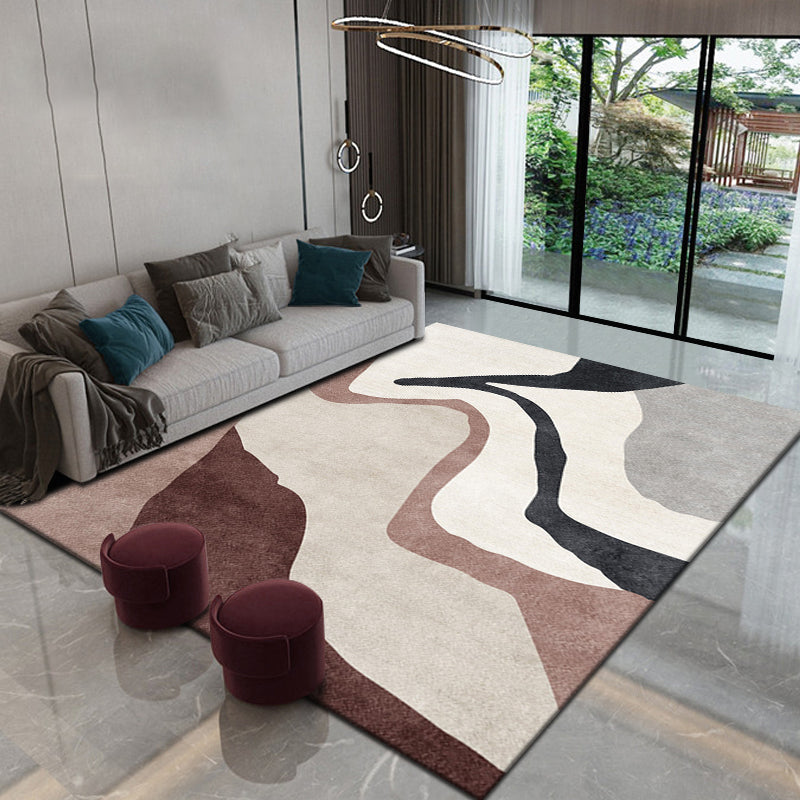Apricot Modern Carpet Polyester Color Lump Carpet Washable Carpet for Living Room