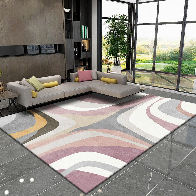 Apricot Modern Carpet Polyester Color Lump Carpet Washable Carpet for Living Room