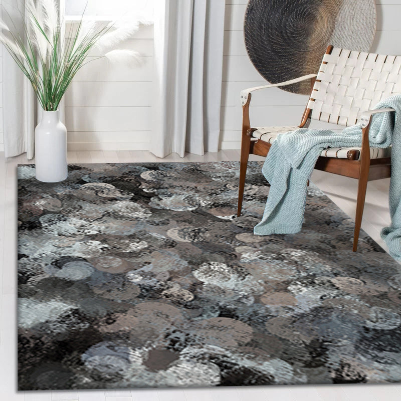 Dark Brown Modern Rug Polyester Graphic Rug Stain Resistant Rug for Drawing Room